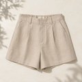 High-Waist Linen Shorts - Women