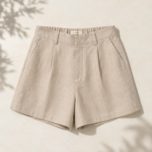 High-Waist Linen Shorts - Women